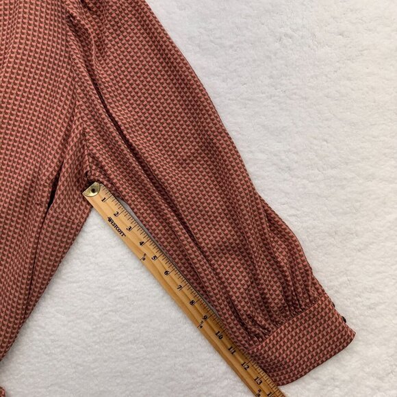 Adrianna Papell Tie Neck Popover Blouse Elegant Dusty Pink Geo Print Plus 2X NWT - Picture 12 of 12